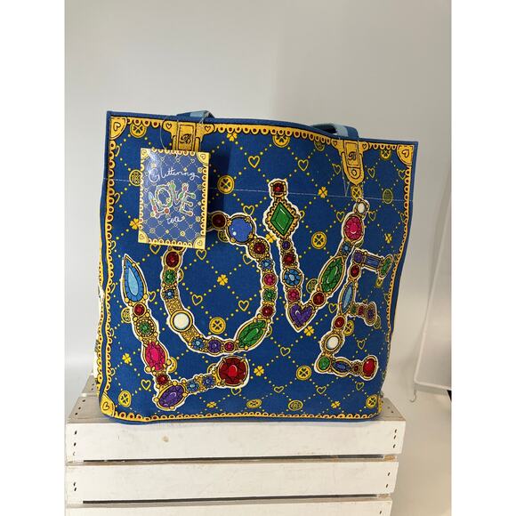 BRIGHTON NWT LARGE CANVAS GLITTERING LOVE TOTE - Picture 1 of 14